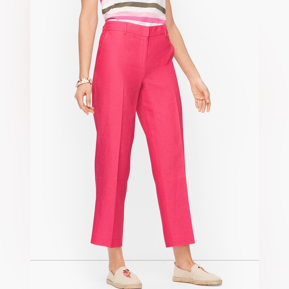 TALBOTS 100% LINEN STRAIGHT LEG CROP PANTS SIZE 12